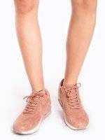 Lace-up faux suede sneakers
