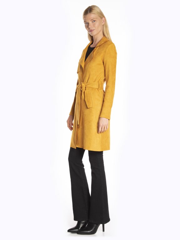 Faux suede trenchcoat