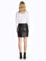 Faux leather skirt with asymmetric zipper