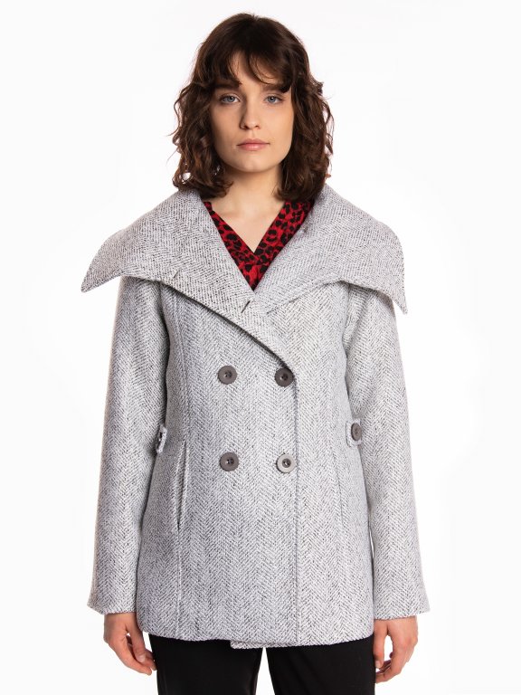High neck double breasted coat