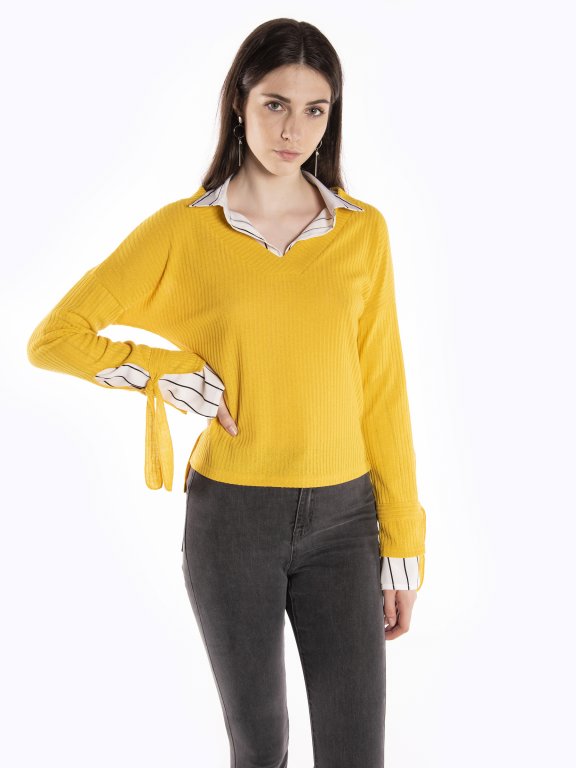 Pullover with shirt details