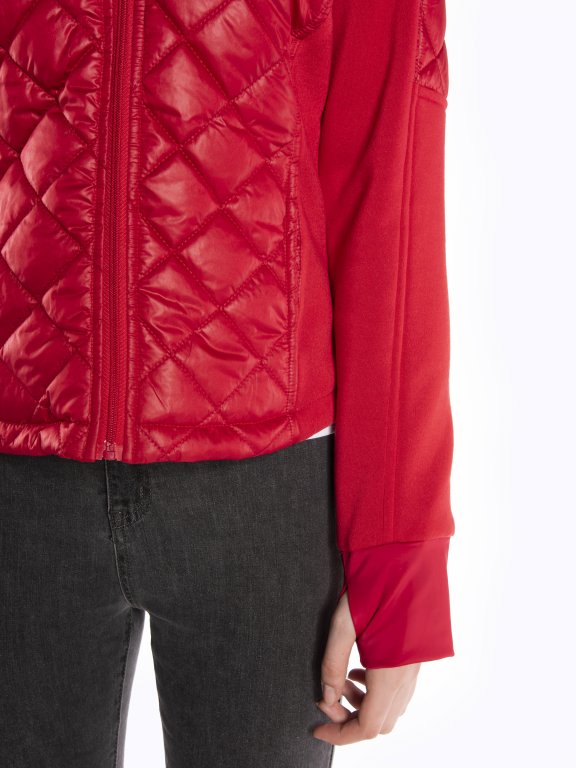 Combined light padded quilted jacket with hood