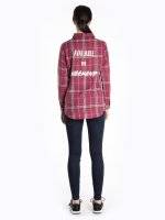 Plaid cotton shirt with message print on back