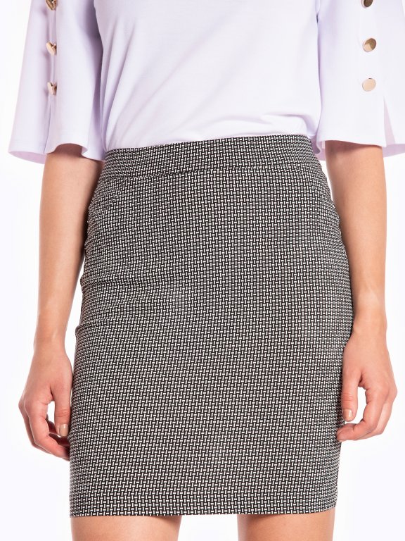 Monochrome print bodycon skirt