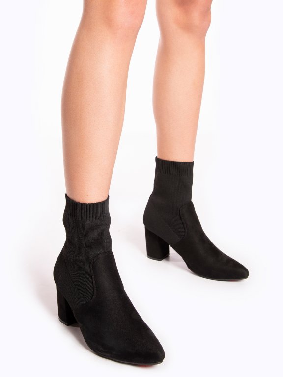 Block heelded sock ankle boots