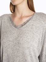 Marled pullover with lace