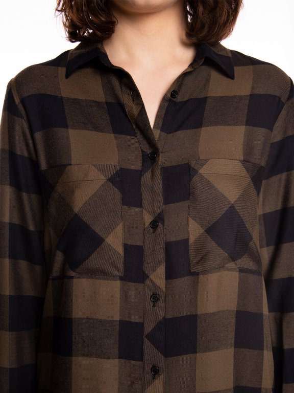Longline plaid viscose shirt