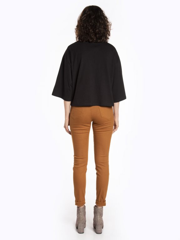 Boxy t-shirt with high neck