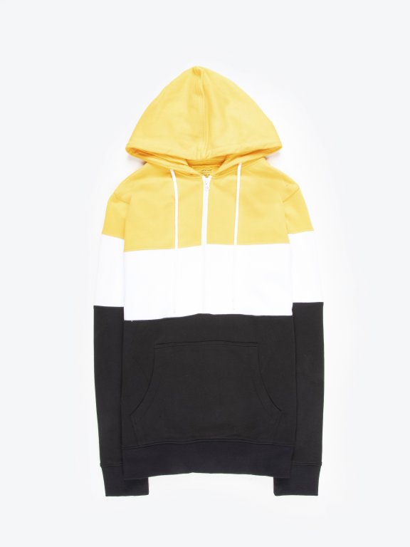 Paneled hoodie with half zipper