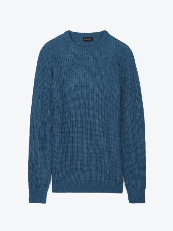 Jednobarevný žebrovaný svetr