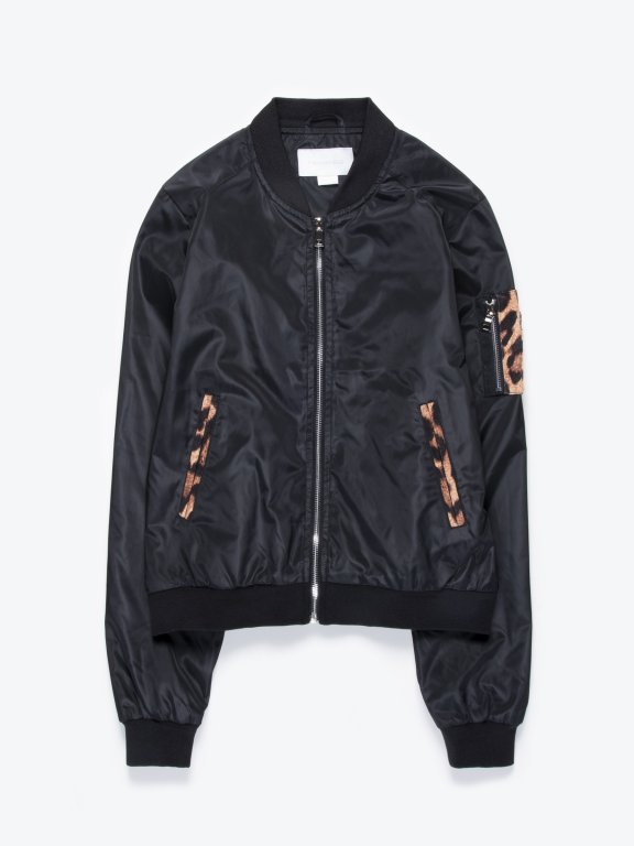 Bomber jacket with animal print details