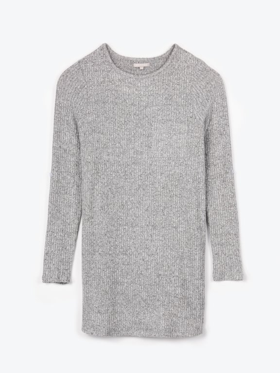 Longline ribbed jumper with chest pocket