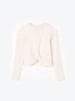 Ribbed long sleeve crop top with knot