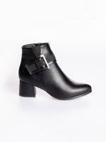 Block heeled ankle boots with buckle detail