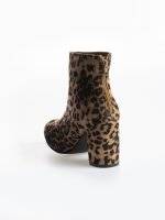 Animal print block heeled ankle boots