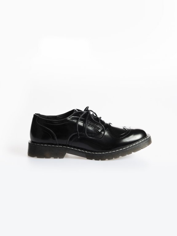 Faux leather oxford shoes