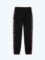 Stretchy jogger trousers with animal print side tape