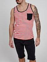 STRIPED TANK WITH CHEST POCKET