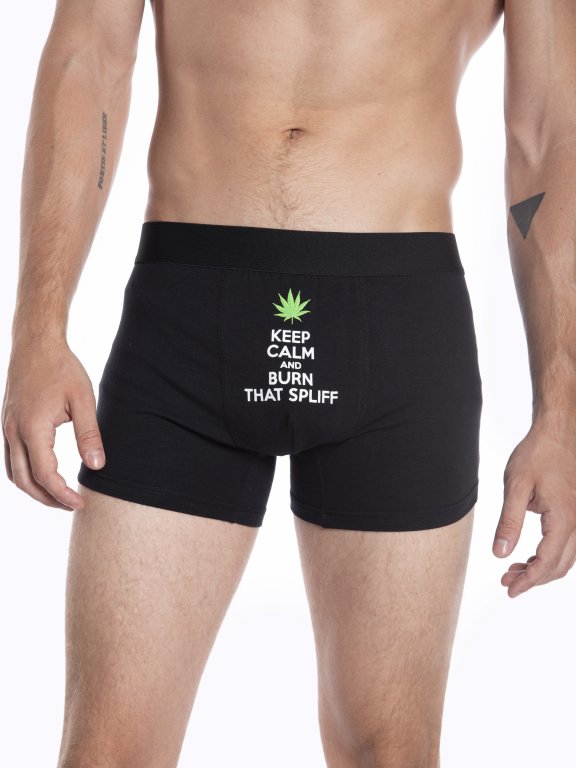 Knit boxers with message print