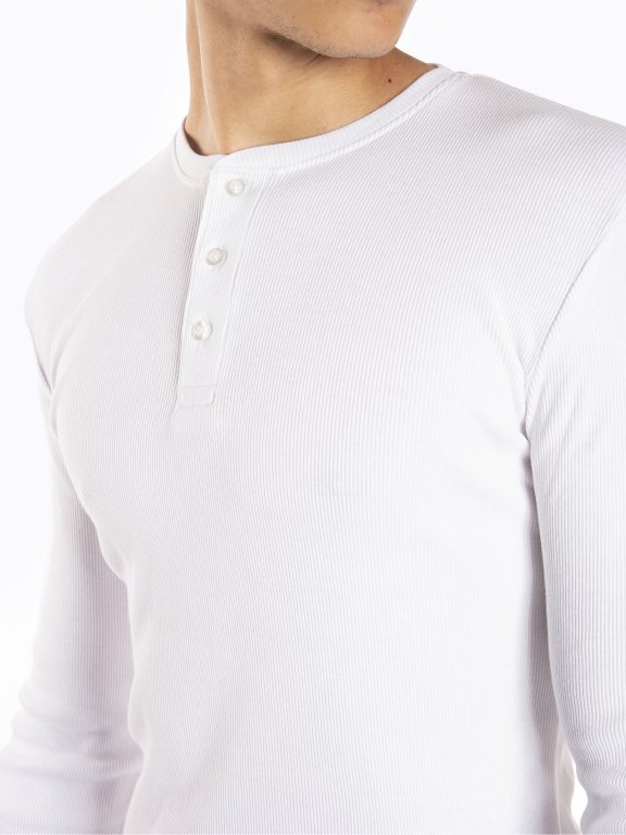 Jednoduché žebrované tričko s knoflíky