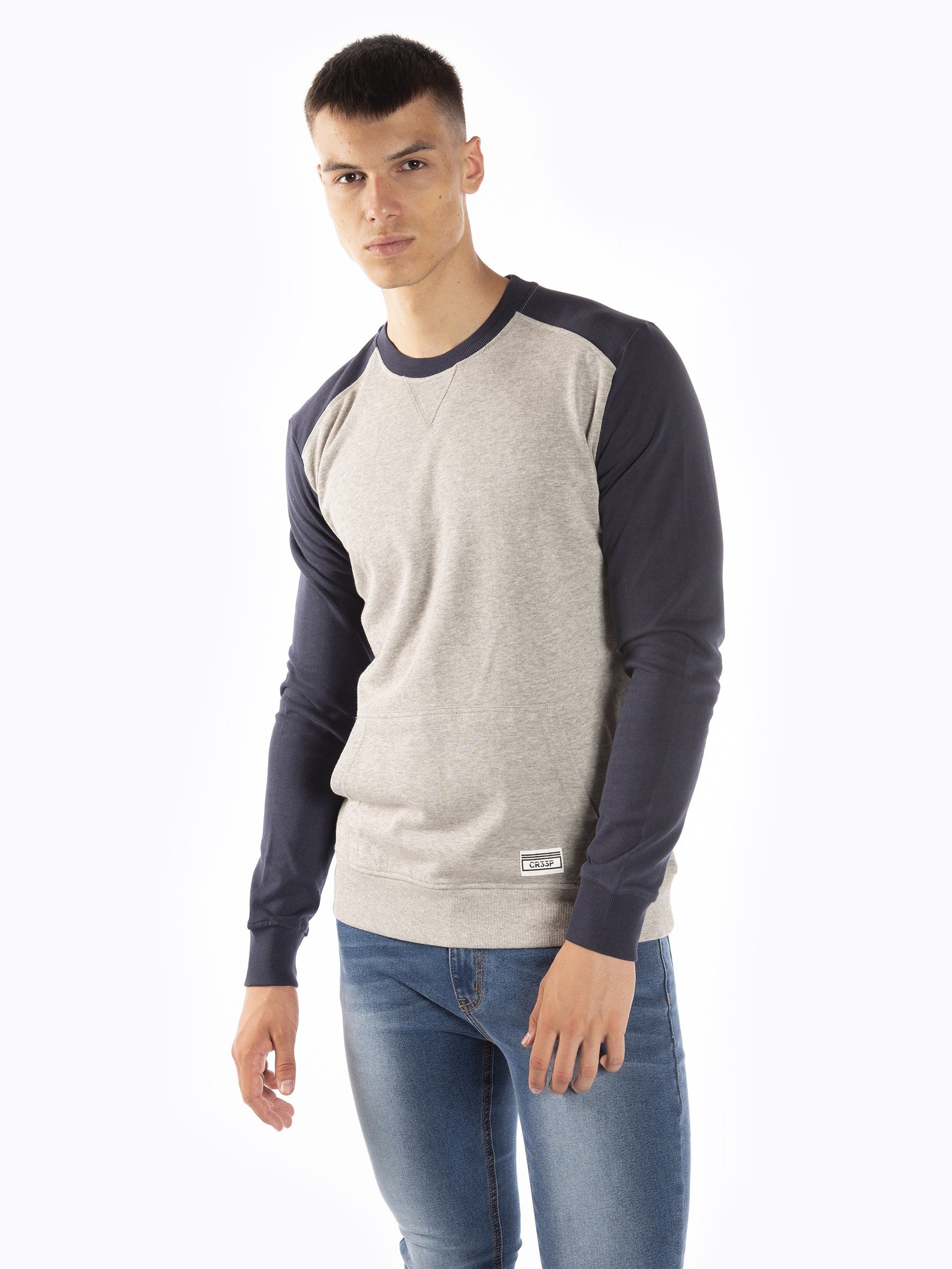 Sweatshirt with kangaroo pocket and contrast sleeves | GATE