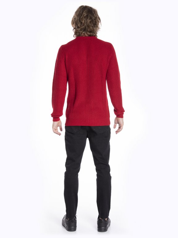Jednobarevný žebrovaný svetr