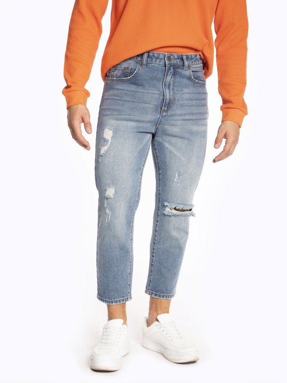 Cropped cotton jeans