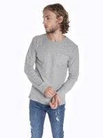 Waffle-knit long sleeve t-shirt with chest pocket