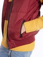 Hooded quilted padded vest with contast zippers