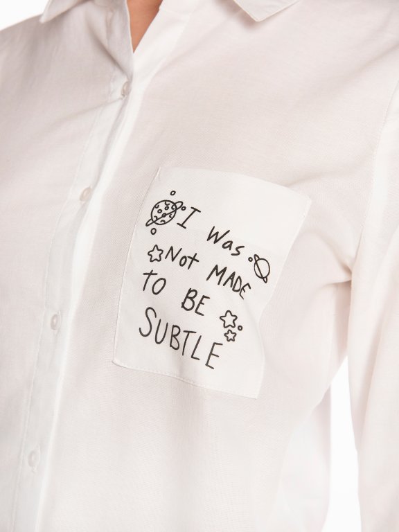 Cotton shirt with print on pocket