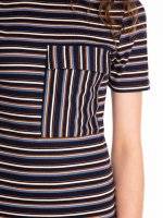 Striped bodycon dress with oversized chest pocket