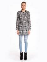 Longline gingham shirt with embroidery