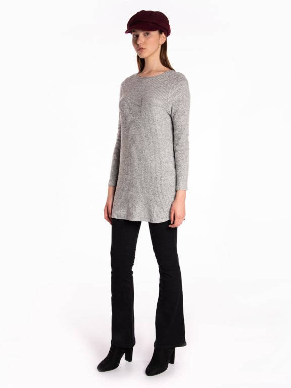 Longline ribbed jumper with chest pocket