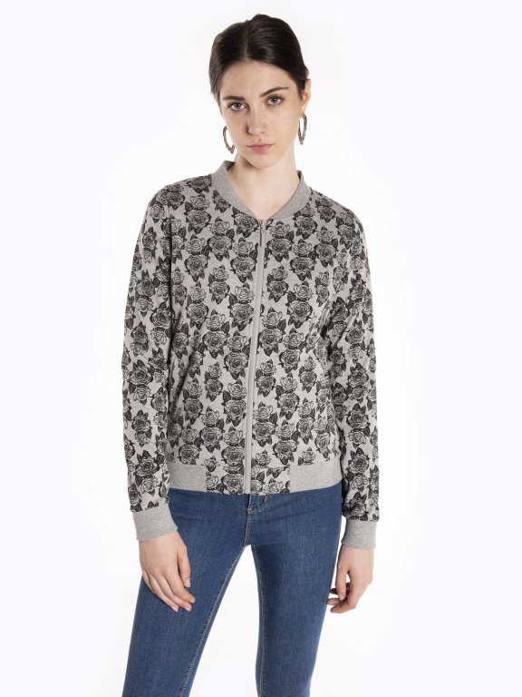 Zip-up jacket with floral print