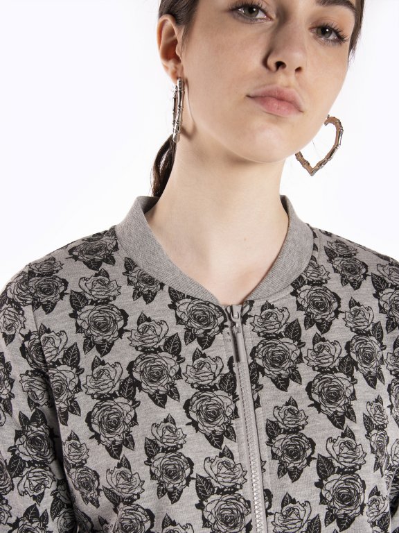 Zip-up jacket with floral print