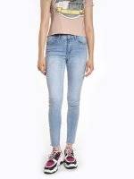 Skinny jeans with metallic side print