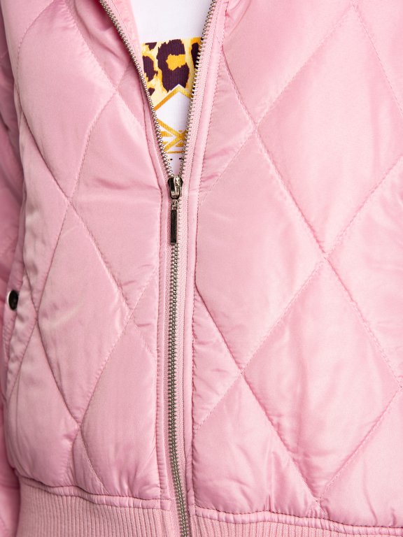Quilted light padded bomber jacket with hood