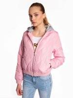 Quilted light padded bomber jacket with hood