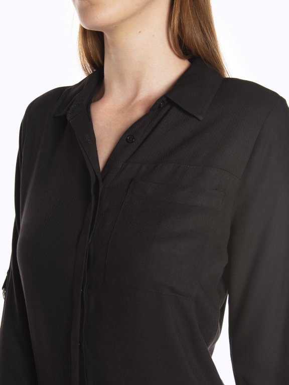 Longline viscose shirt with roll up sleeves