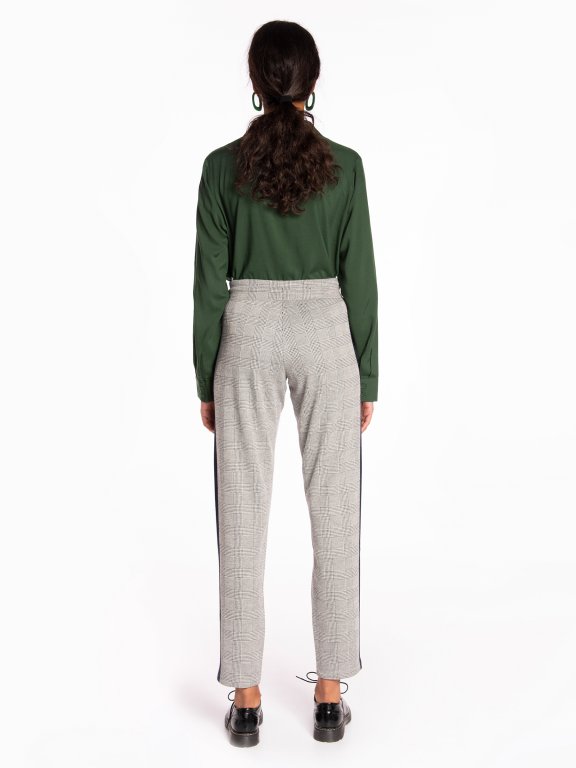 Plaid taped carrot fit trousers