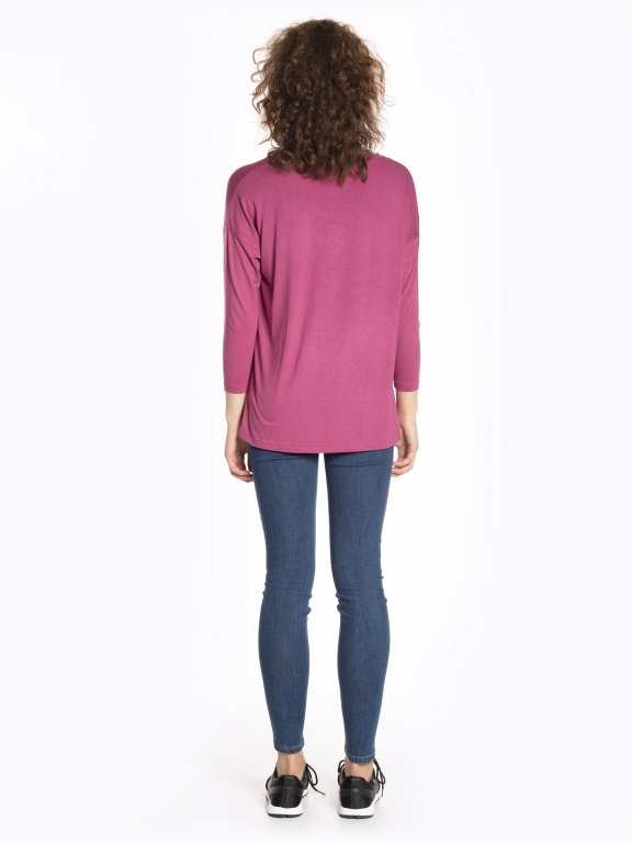 Loose fit 3/4 sleeve t-shirt