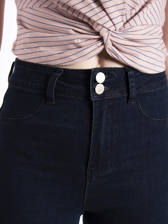 High waisted skinny jeans in dark blue wash