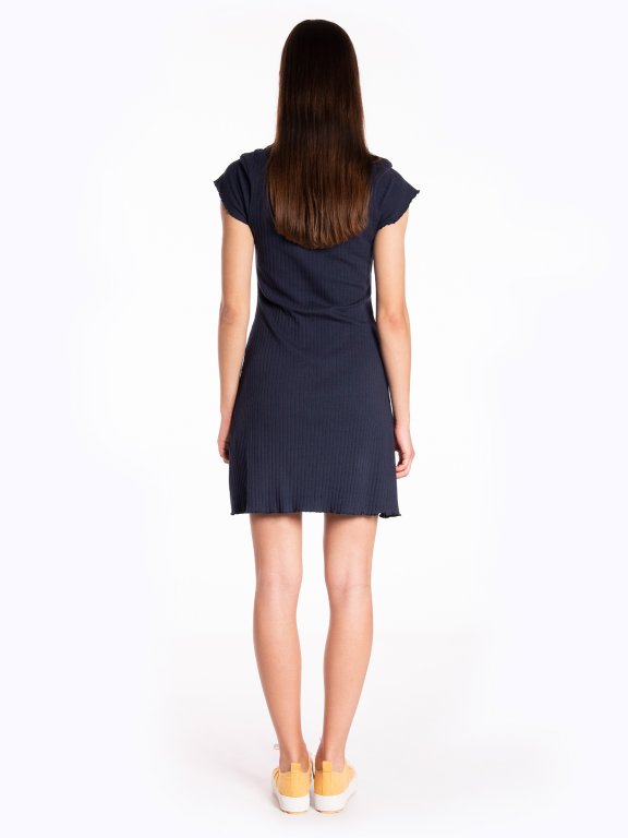 Ribbed dress with hight neck