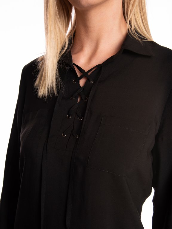 Blouse with front lacing