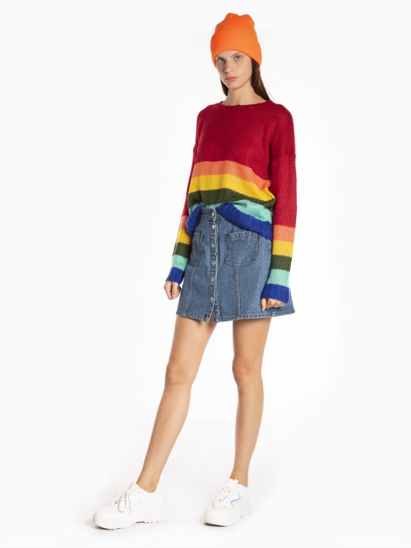 Rainbow striped pullover