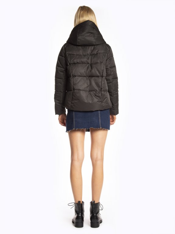 Quilted padded boxy jacket with hood