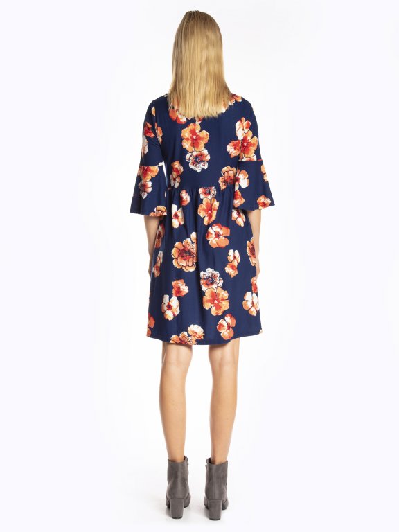 Floral print dress with bell sleeves