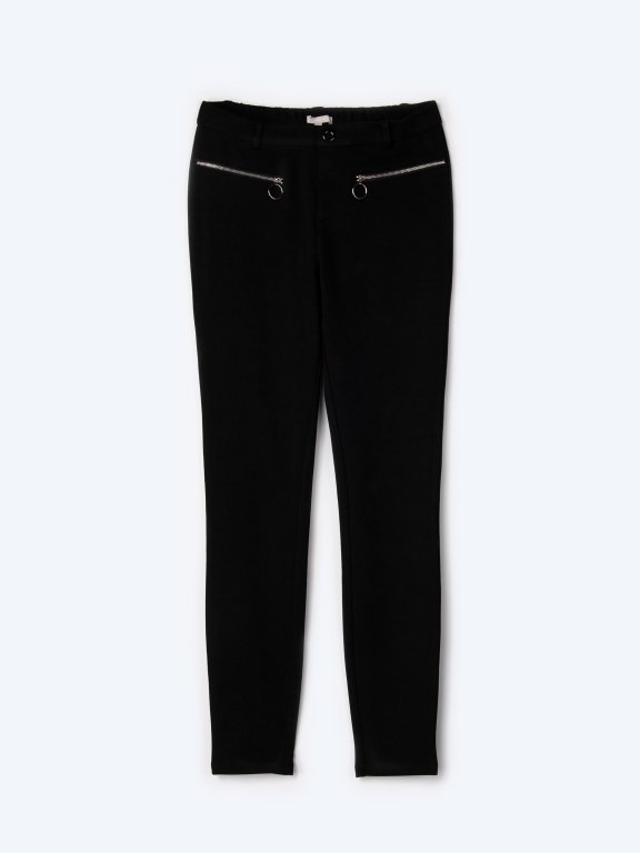 Slim trousers with decorative zippers