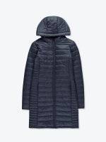 Longline basic quilted light padded packable jacket with hood