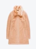 Kabát na zips s odopínateľným golierom z umelej kožušiny